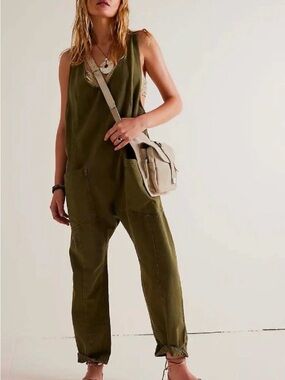 Free People Olive Green Utility Jumpsuit